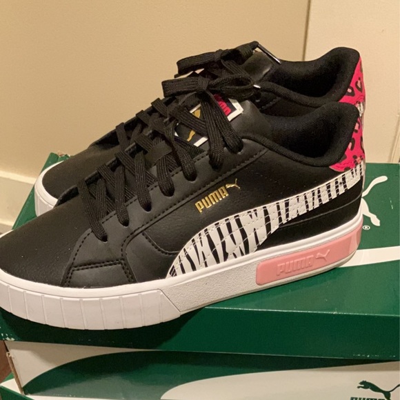 Girls Blk/white/pink puma sneaker - Picture 2 of 15